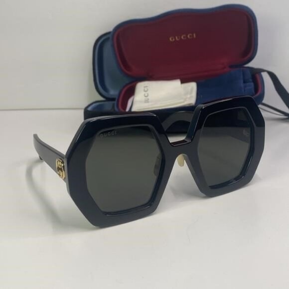 New Authentic Gucci Grey Geometric Ladies Sunglasses GG0772S 004 55 - Picture 1 of 11